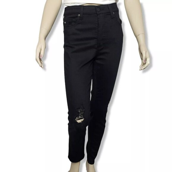 Adriano Goldschmied Alexxis Jeans Size 24 High Rise Vintage Slim Black Distress - Picture 1 of 16